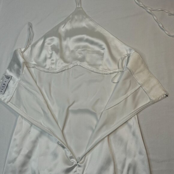 Club L London Grandeur White Halter Satin Maxi Dress Tie-neck Bridal  US size 6 - Picture 10 of 14